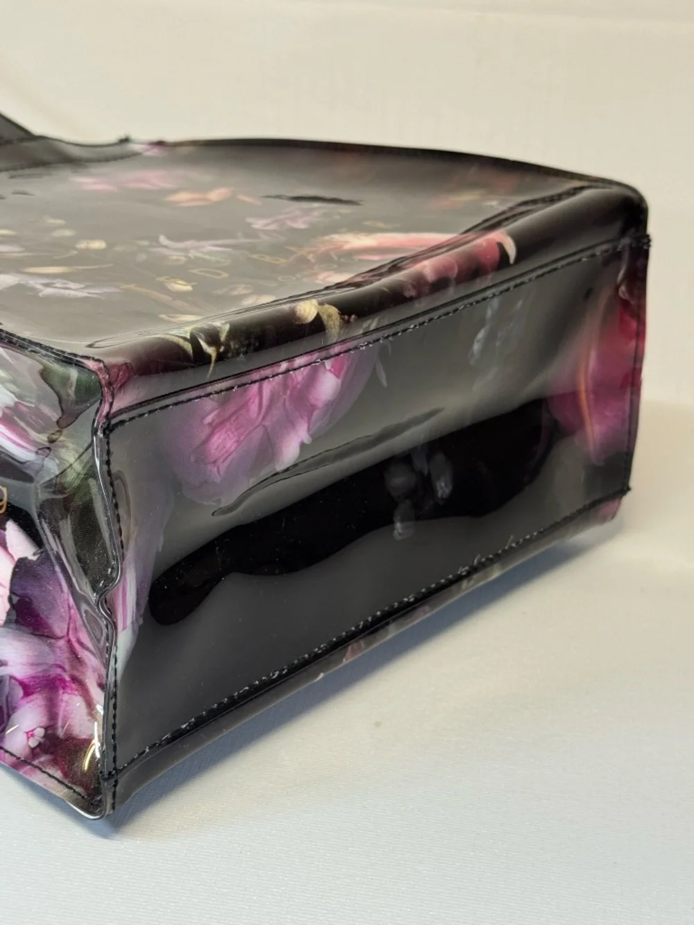 Ted Baker London Dark Floral PVC Shopper Tote Bag Black Handles